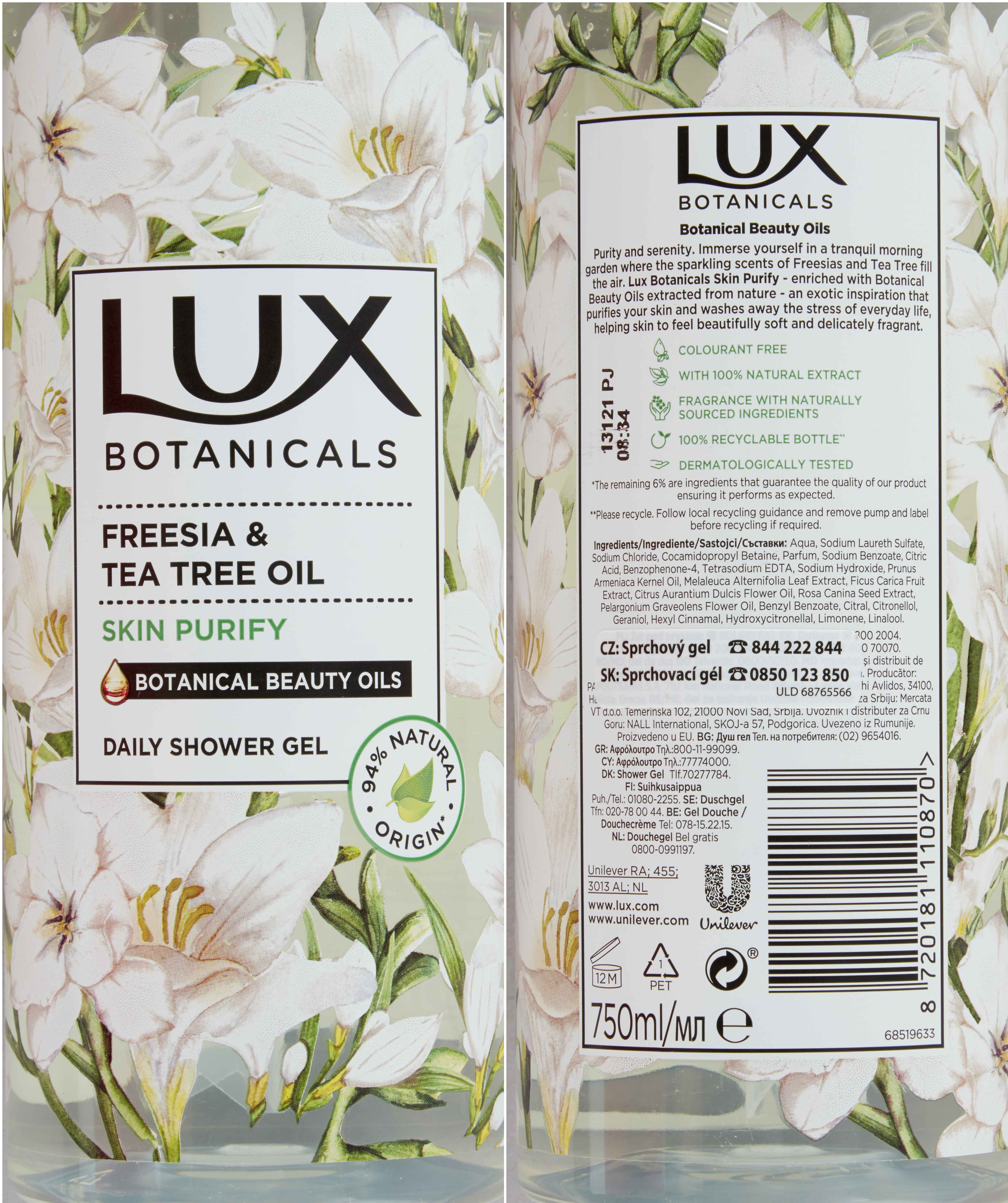 Teta Drogerie Lux Botanicals Freesia And Tea Tree Oil Sprchový Gel 750ml