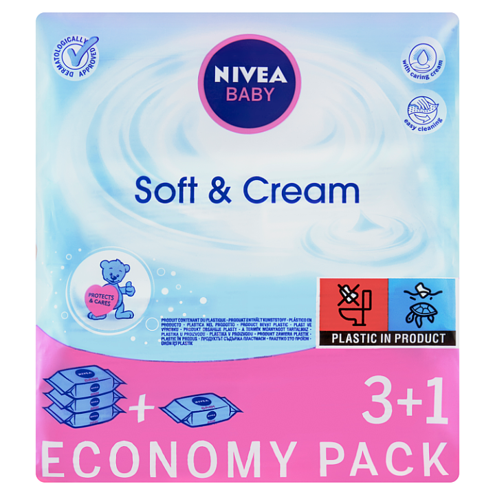 E-shop Nivea Baby Soft & Cream Ubrousky 4 x 63 ks