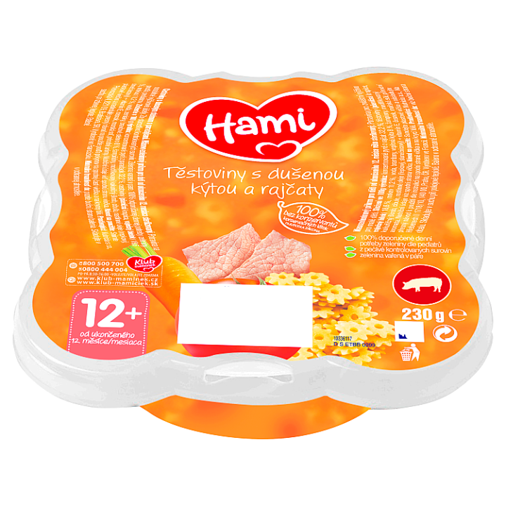 E-shop Hami Těstoviny s dušenou kýtou a rajčaty od uk. 12. měsíce 230g