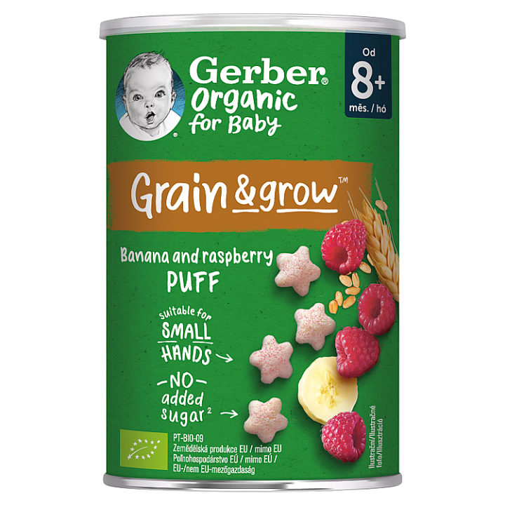 GERBER Organic křupky s malinou a banánem 35 g