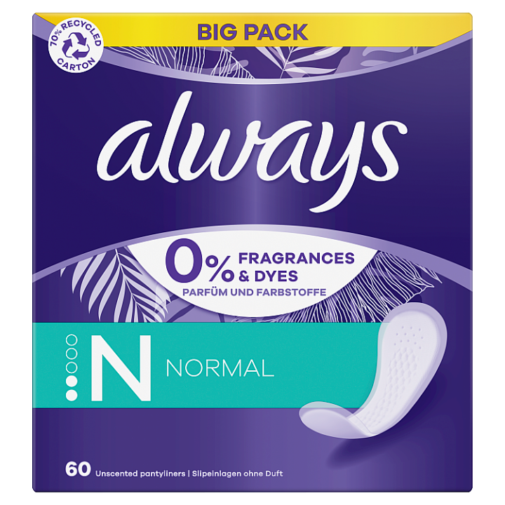 Always Daily Fresh Normal, 0 % parfemace a barviv 60 ks