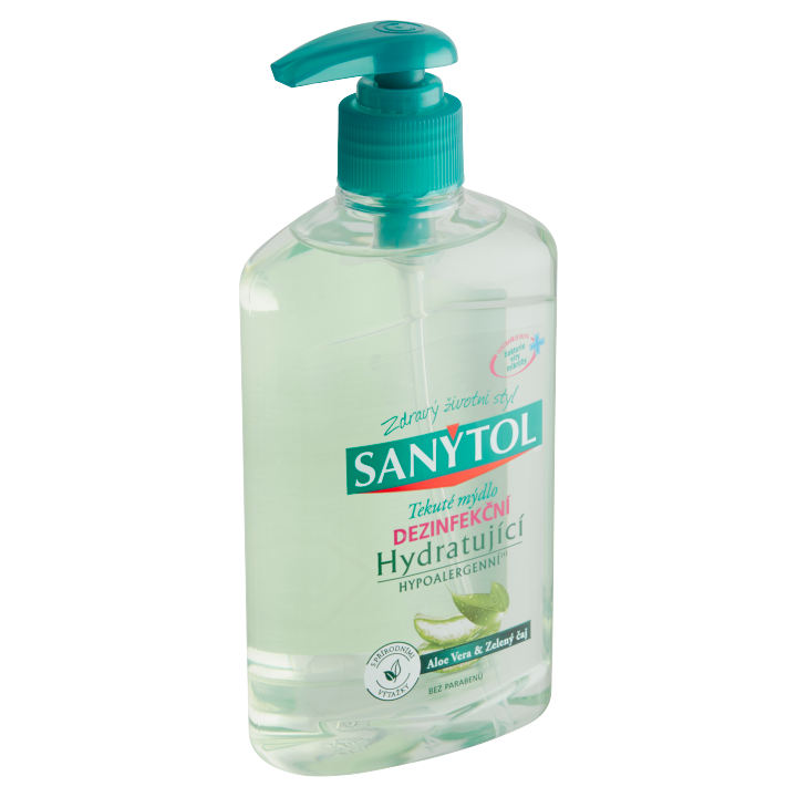E-shop Sanytol Tekuté mýdlo dezinfekční hydratující aloe vera & zelený čaj 250ml