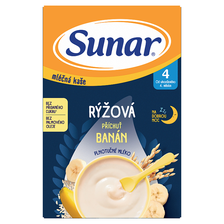 E-shop Sunar Mléčná kaše na dobrou noc rýžová příchuť banán 210g