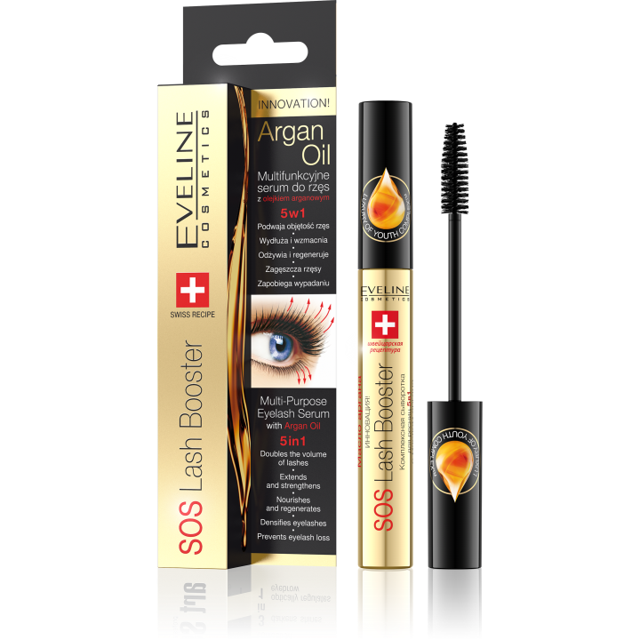 E-shop Eveline Cosmetics SOS Booster sérum na řasy s arganovým olejem 5v1