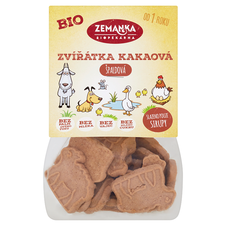 E-shop Biopekárna Zemanka Špaldová kakaová bio zvířátka 100g