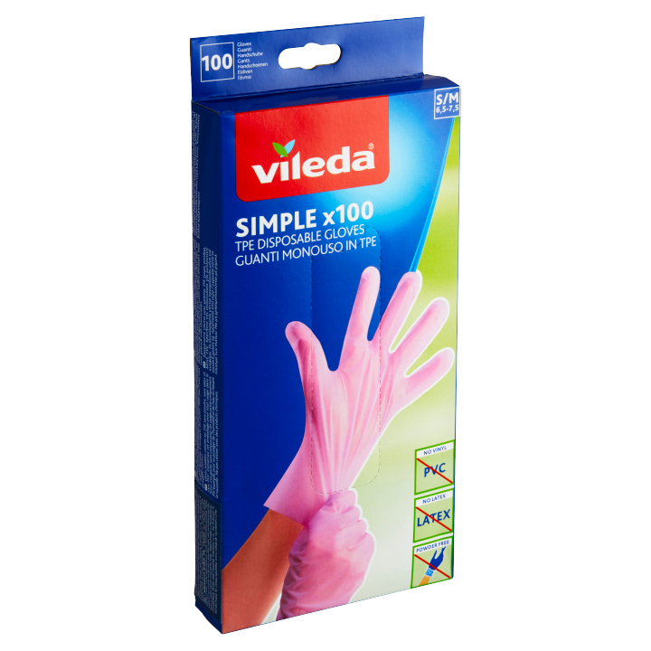 E-shop Vileda Simple jednorázové rukavice S/M 100 ks