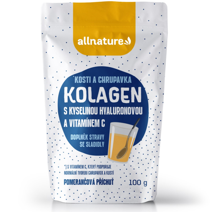 E-shop Allnature Kolagen s kyselinou hyaluronovou a vitamínem C - příchuť pomeranč 100 g