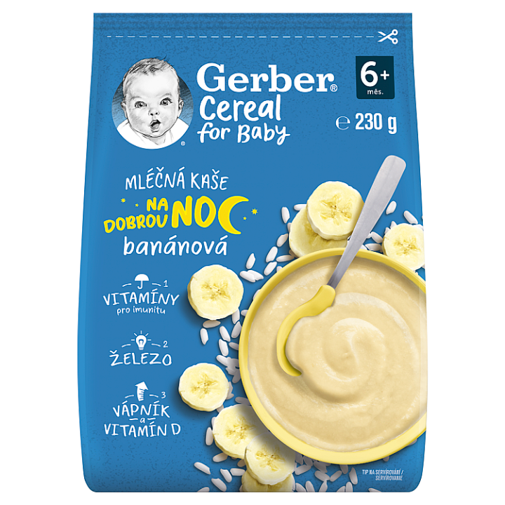 E-shop GERBER Cereal mléčná kaše banánová Dobrou noc 230g