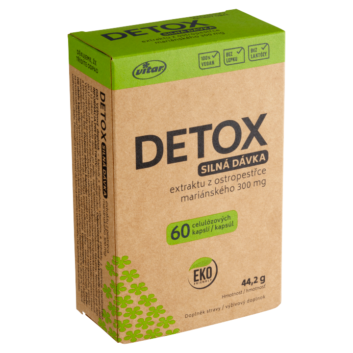 E-shop Vitar Detox silná dávka extraktu z ostropestřce mariánského 300 mg 60 kapslí 44,2g
