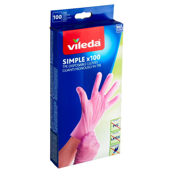 E-shop Vileda Simple jednorázové rukavice M/L 100 ks