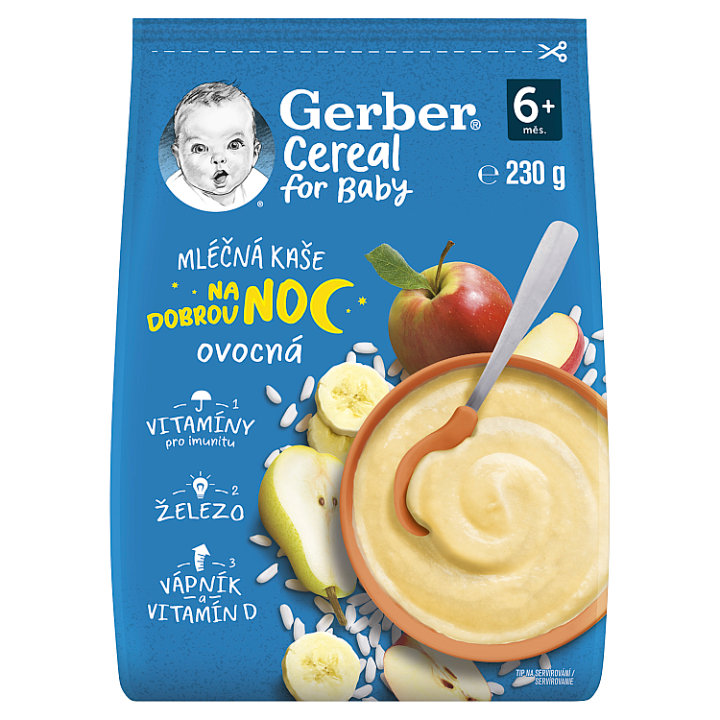 E-shop GERBER Cereal mléčná kaše ovocná Dobrou noc 230g