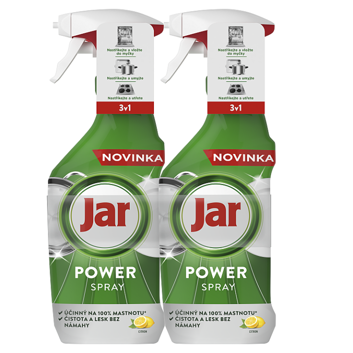 E-shop Jar Power Spray, 3v1, Víceúčelový Sprej Na Nádobí A Do Kuchyně, Citronová Vůně, 2x500 ml