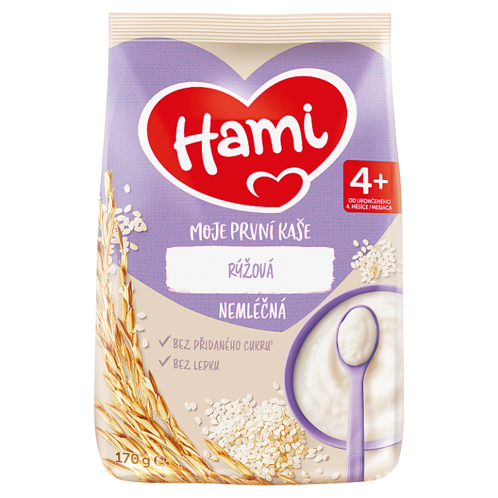 HAMI Moje první kaše nemléčná rýžová 4+, 170g