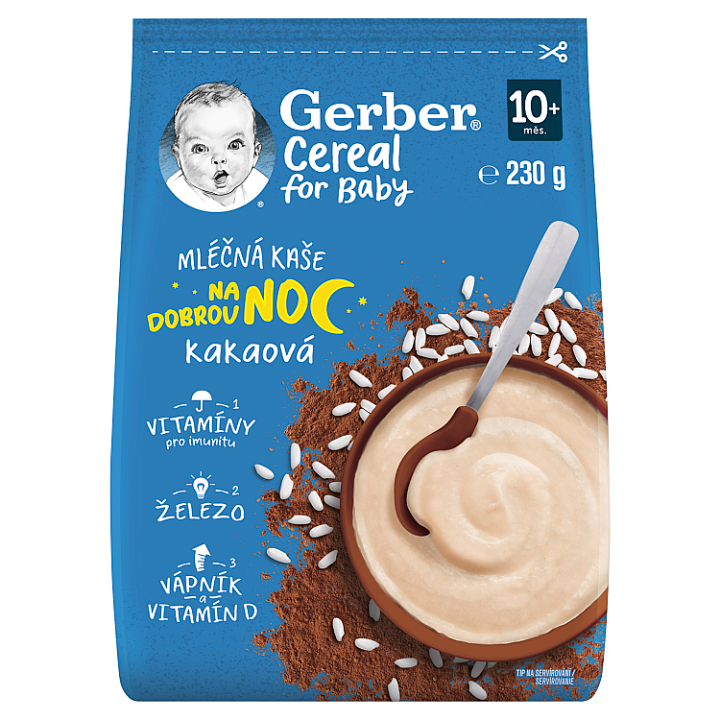 E-shop GERBER Cereal mléčná kaše kakaová Dobrou noc 230g