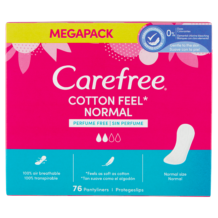 E-shop Carefree Cotton Feel Normal slipové vložky neparfemované 76 ks