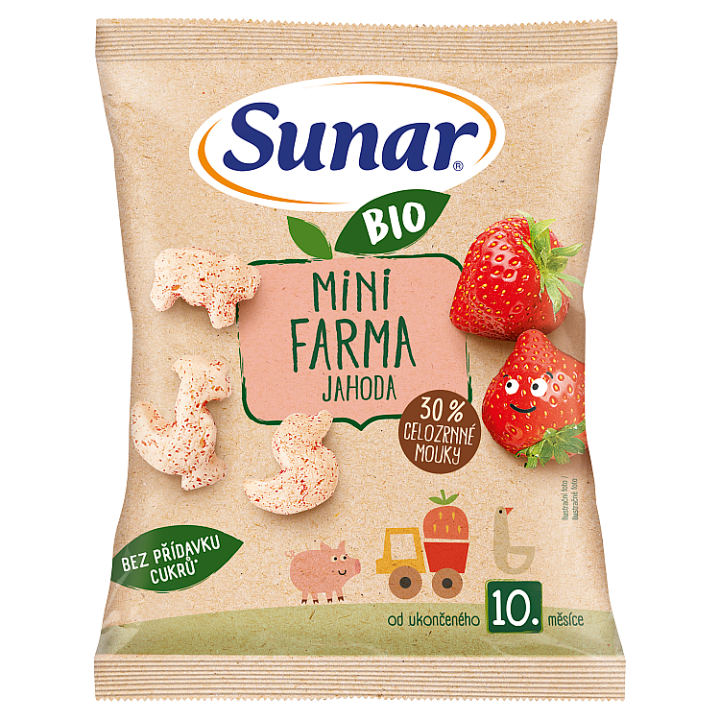 E-shop Sunar BIO dětské křupky mini farma jahoda 10m+, 18g