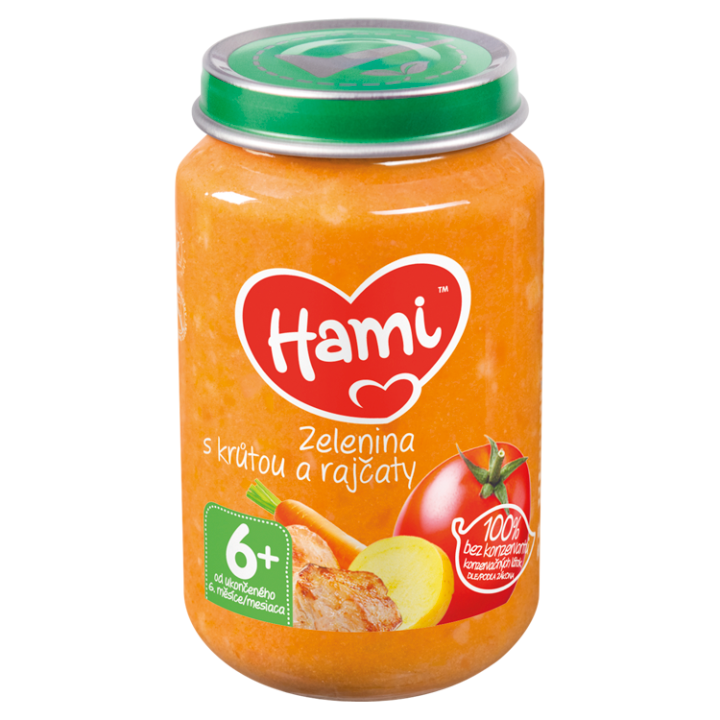 E-shop Hami masozeleninový příkrm Zelenina s krůtou a rajčaty od uk. 6. měsíce 200g