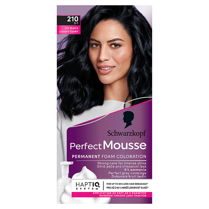 E-shop Schwarzkopf Perfect Mousse barva na vlasy Ledový Černý 210 (1-1)