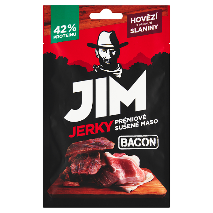 E-shop Jim Jerky Prémiové sušené maso hovězí s příchutí slaniny 23g