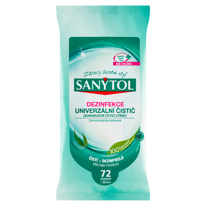 E-shop Sanytol Dezinfekce jednorázové čistící utěrky vůně eukalyptu 72 ks