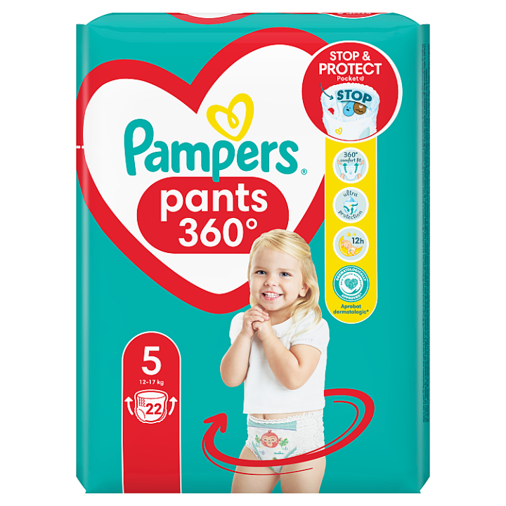 E-shop Pampers Plenkové Kalhotky Velikost 5, 22 dětské plenky, 12kg-17kg