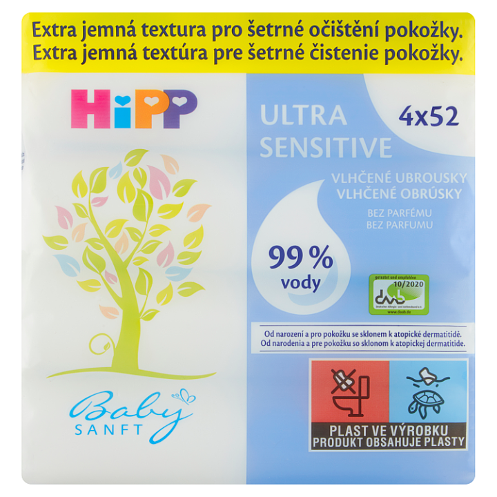 E-shop HiPP Babysanft Ultra Sensitive vlhčené ubrousky 4 x 52 ks