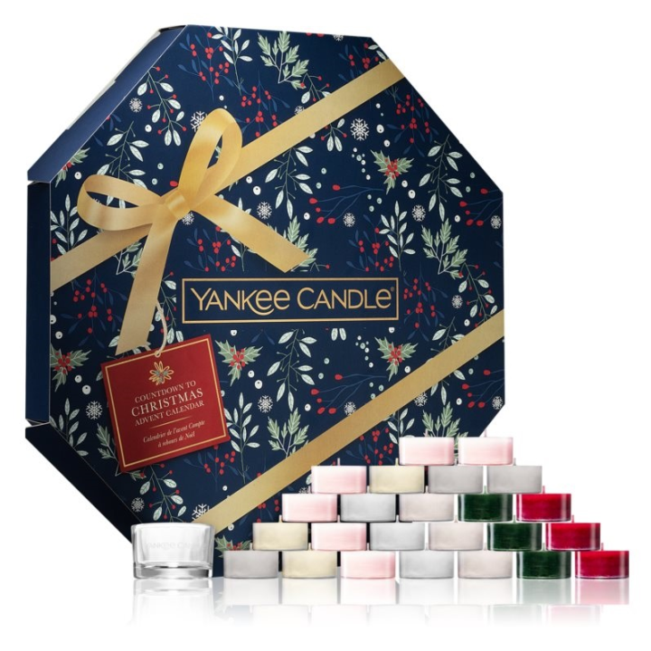 E-shop Yankee Candle Adventní kalendář 24 čajových svíček + skleněný svícen