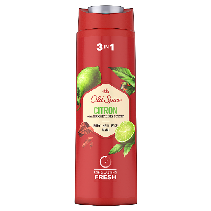 E-shop Old Spice Citron Sprchový Gel Pro Muže 400 ml, 3 v 1, Dlouhotrvající Svěžest