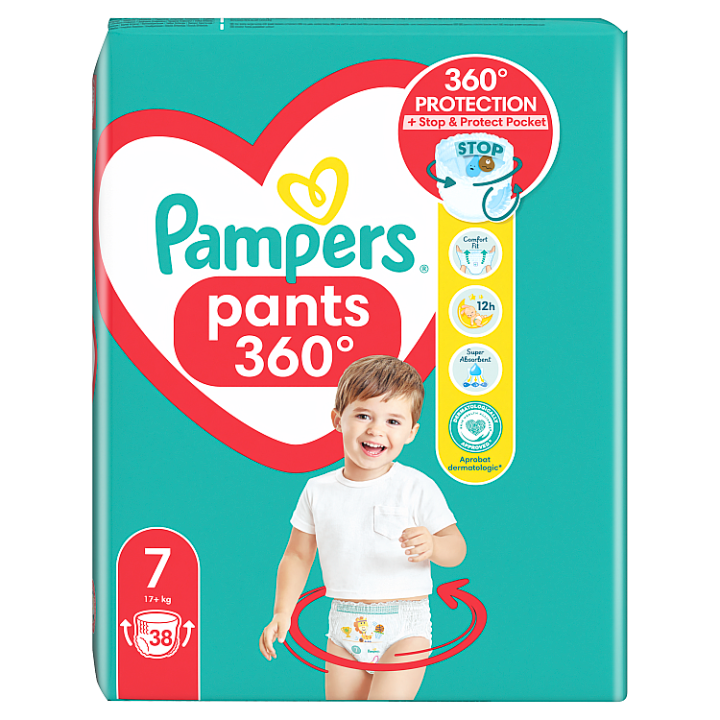 Pampers Pants 7 plenkové kalhotky 17kg+ 38ks