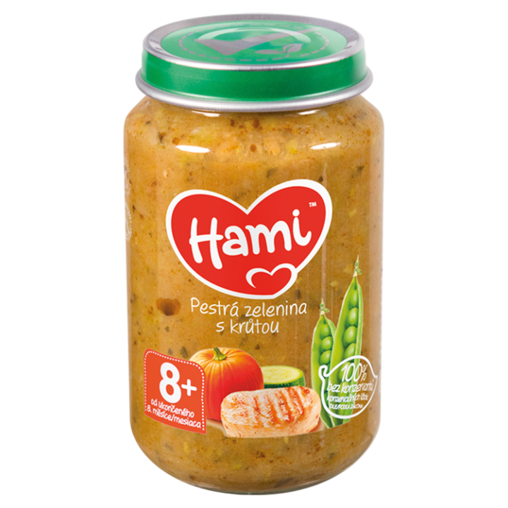 E-shop Hami Pestrá zelenina s krůtou masozeleninový příkrm od ukončeného 8. měsíce 200g