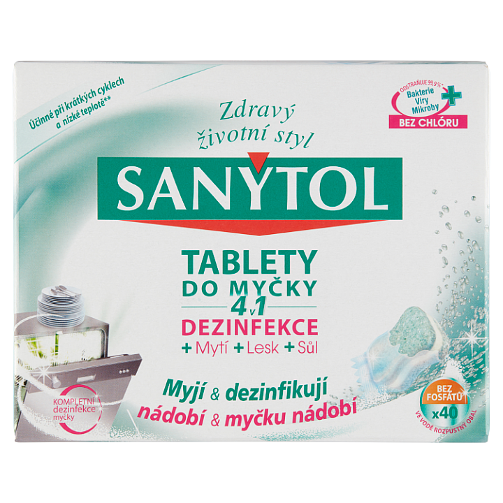E-shop Sanytol Tablety do myčky 4 v 1 40 x 20g (800g)