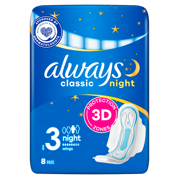 E-shop Always Classic Night Hygienické Vložky (Velikost 3) S Křidélky 8ks