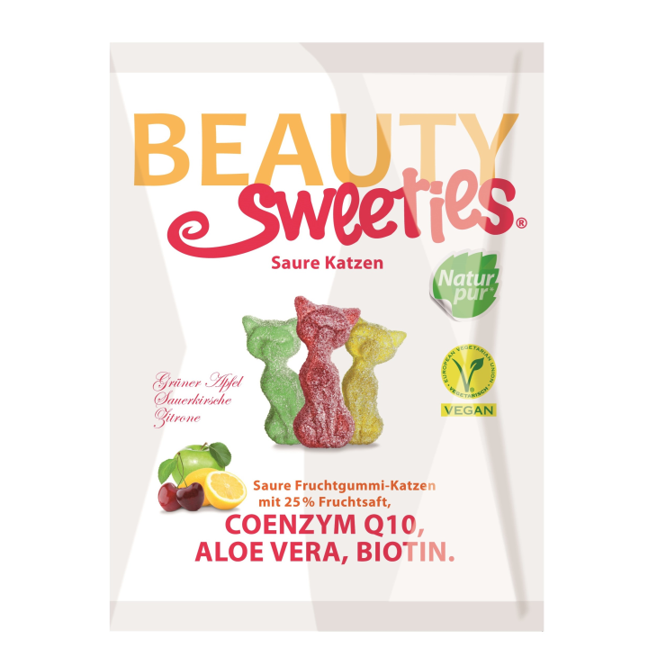 E-shop BeautySweeties Vegan Kyselé ovocné želé kočičky 125 g
