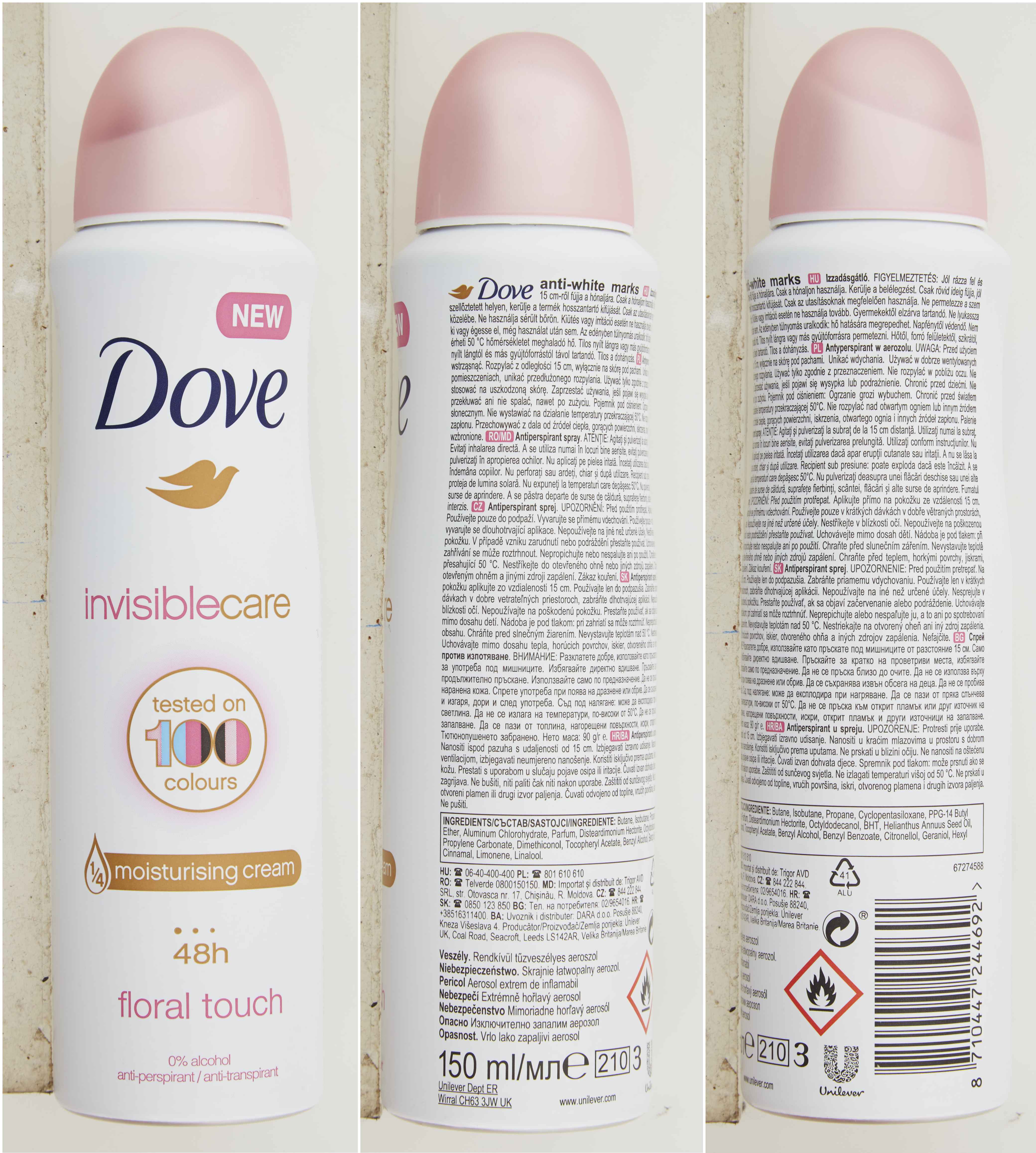 Teta Drogerie Dove Invisible Care Floral Touch Antiperspirant Sprej 150ml 0409