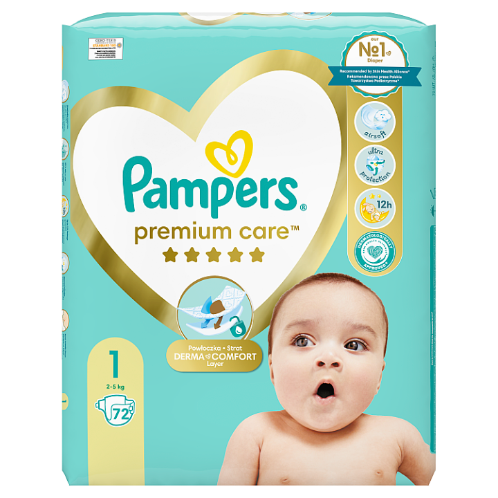 E-shop Pampers Premium Care Velikost 1, Plenky 72, 2kg - 5kg