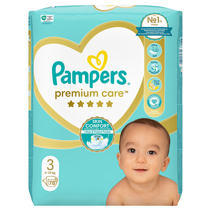 Pampers Premium Care Velikost 3, 78 Plenek, 6kg-10kg