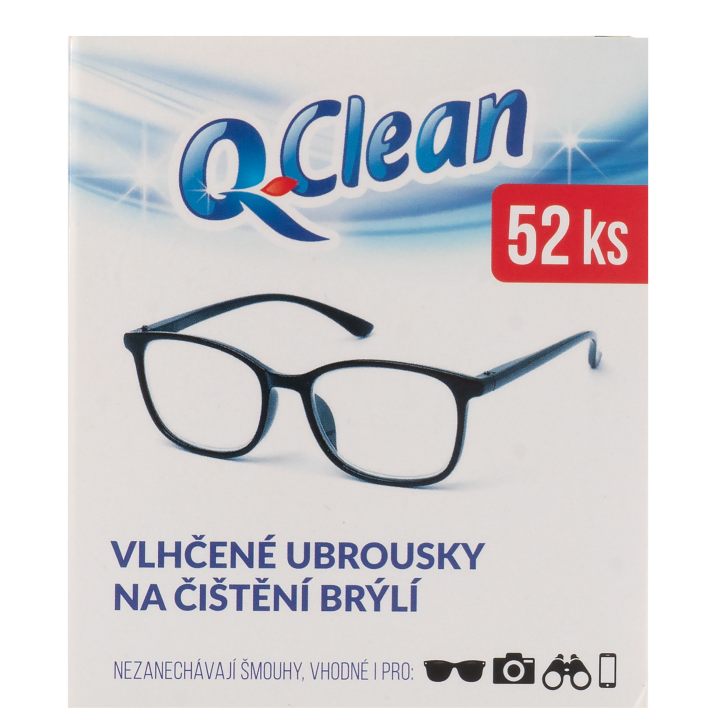 E-shop Q-Clean Vlhčené ubrousky na čištění brýlí 52 ks