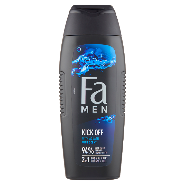 E-shop Fa Men Kick Off sprchový gel 2v1 na tělo i vlasy s vůní vodní máty 400ml