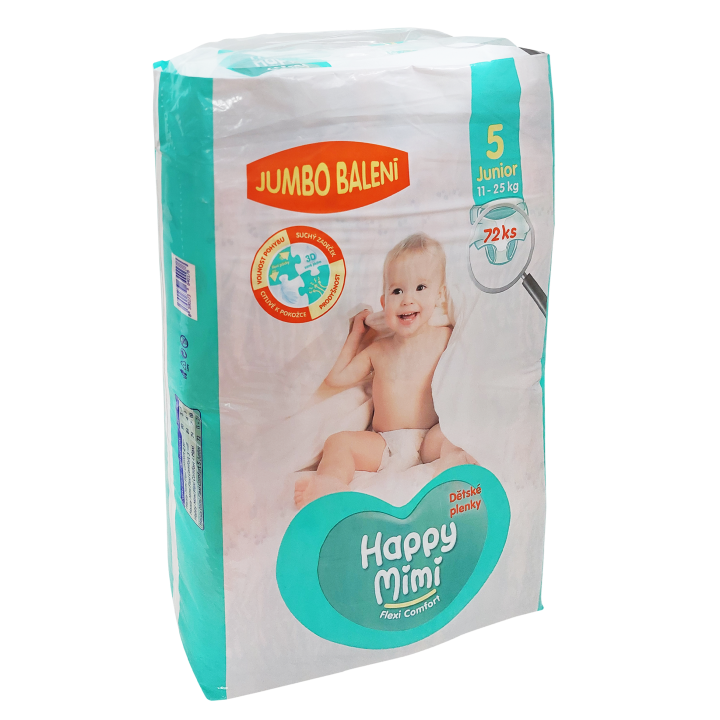 E-shop Happy Mimi Flexi Comfort dětské pleny 5 Junior Jumbo balení 72 ks