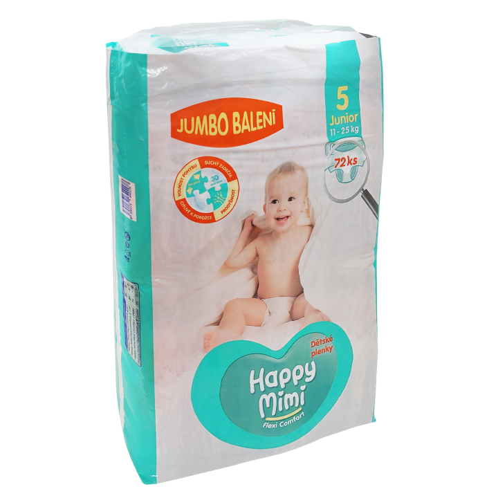 Happy Mimi Flexi Comfort dětské pleny 5 Junior Jumbo balení 72 ks