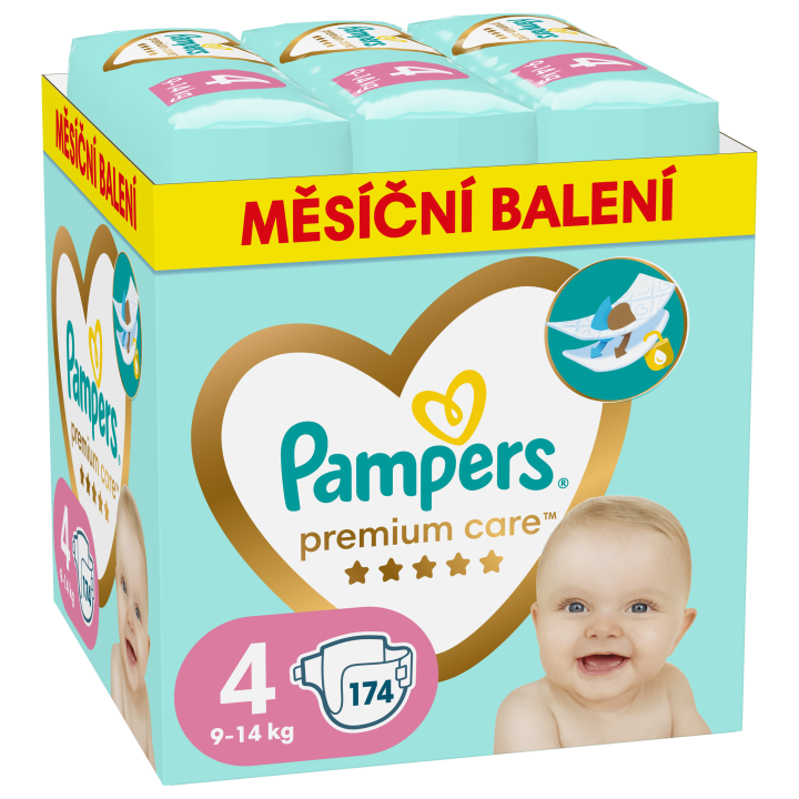 PAMPERS Premium Care monthly velikost 4 plenky 9-14kg 174 ks