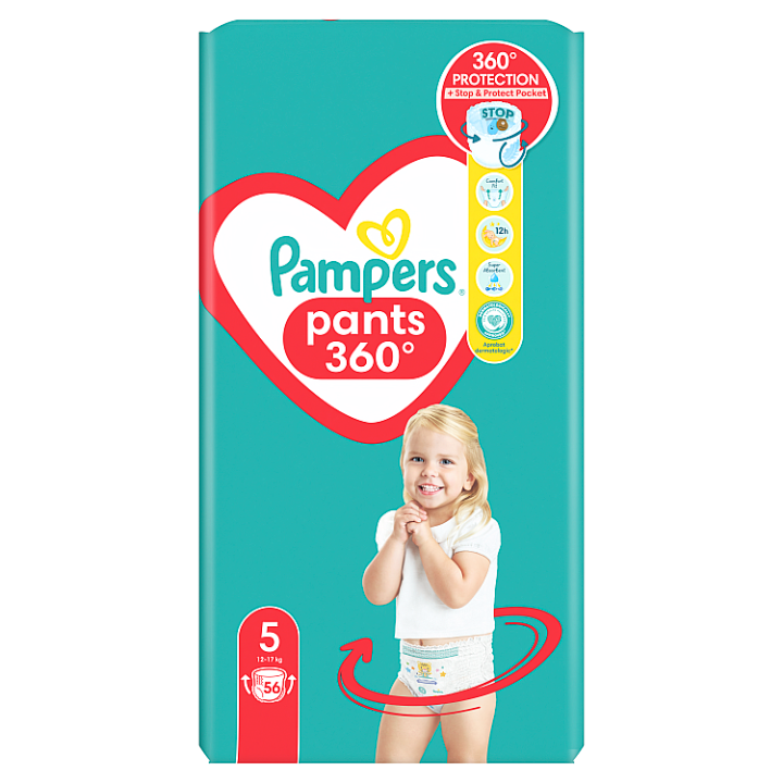 Pampers Pants Plenkové Kalhotky Velikost 5, 56 Kusů, 12kg-17kg