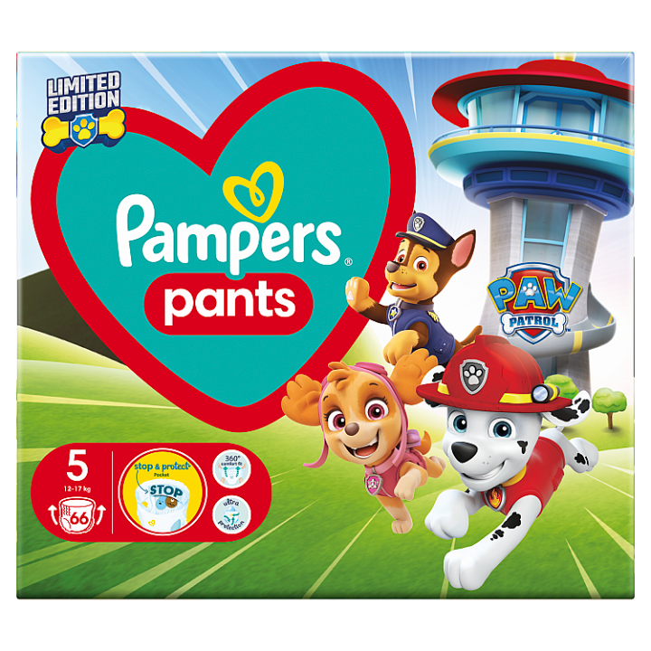 PAMPERS Baby dry edice Paw Patrol vel. 5 plenkové kalhotky 12-17 kg 66 ks