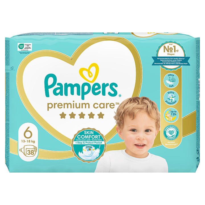 Pampers Premium Care 6 EXTRA LARGE 13+ kg 38 ks