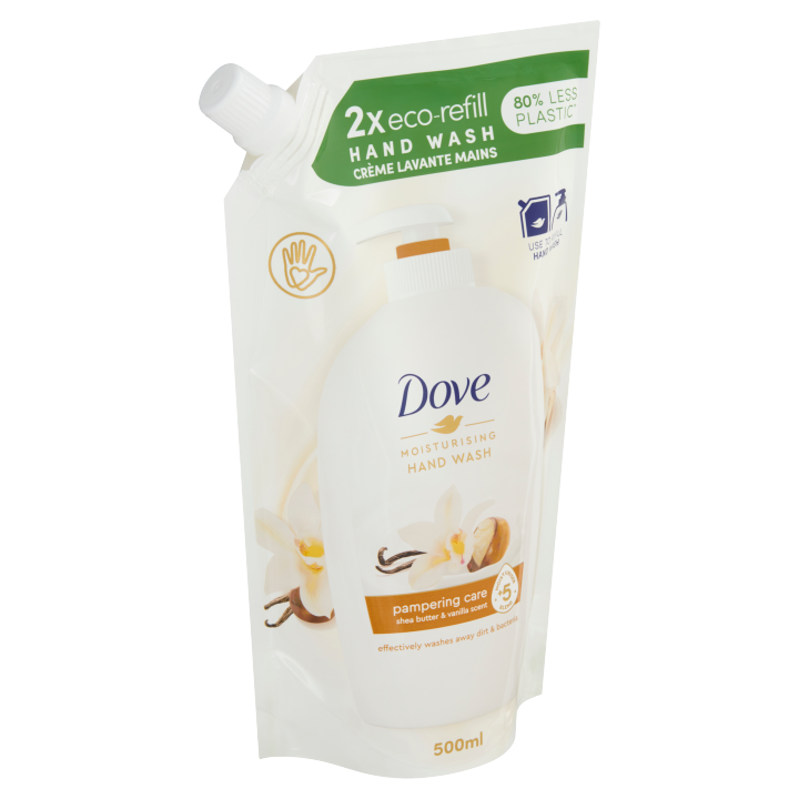 Fotografie Dove Bambucké máslo a vanilka Tekuté mýdlo náhradní náplň 500ml Dove