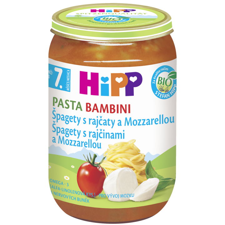 HiPP BIO Pasta Bambini - Rajčata se špagetami a mozarellou 220 g, 7m+