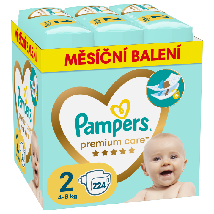 Pampers Premium Care Velikost 2, 224 Plen, 4kg-8kg