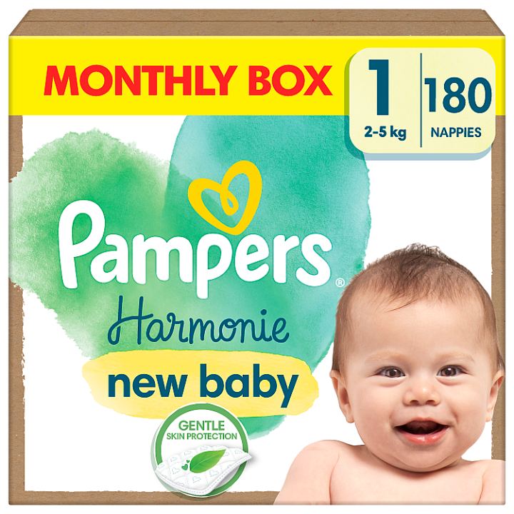 E-shop Pampers Harmonie Baby Dětské Plenky Velikost 1, 180 Plenek, 2kg-5kg