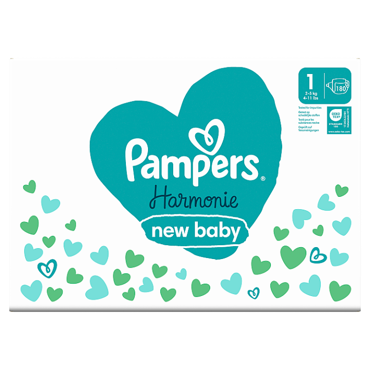 Pampers Harmonie Baby Dětské Plenky Velikost 1, 180 Plenek, 2kg-5kg