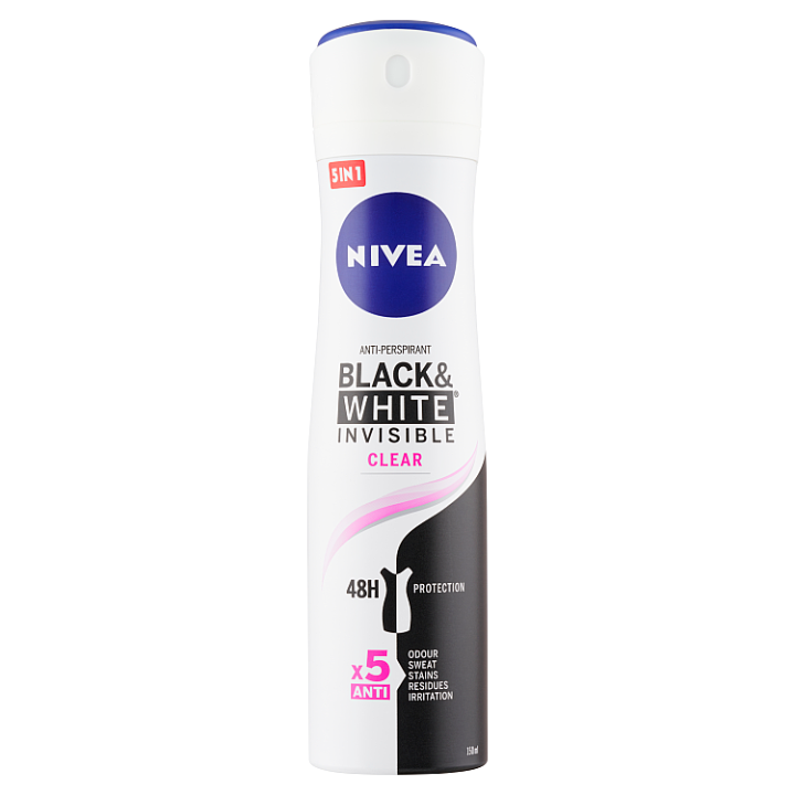 E-shop Nivea Black & White Invisible Clear Sprej antiperspirant 150ml